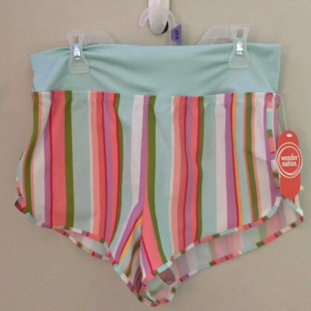 NEW XL 14-16 girl multicolor stripe boardshorts K-156